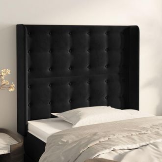 vidaXL Cabecero Con Orejas De Terciopelo Negro 93x16x118/128 Cm Vidaxl