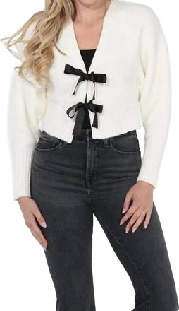 Rain + Rose Luna Bow Cardigan In Ivory