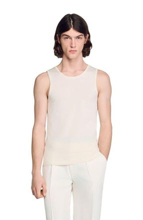 Sandro Knit crew neck vest top in White at Nordstrom, Size Medium