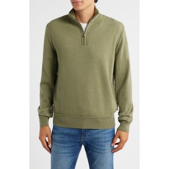 BOSS Illario Quarter Zip Sweater in Medium Green at Nordstrom Rack, Size Small