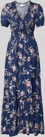 Apricot Maxikleid aus Viskose mit V-Ausschnitt in Marine, Gr&ouml;&szlig;e XXL