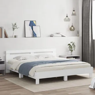 vidaXL Estructura De Cama Con Cabecero Y Luces Led Blanca 200x200 Cm Vidaxl