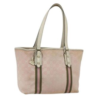 Gucci Pre-owned Tote Bags, female, Pink, Size: ONE SIZE Pre-owned Canvas Tote Bag