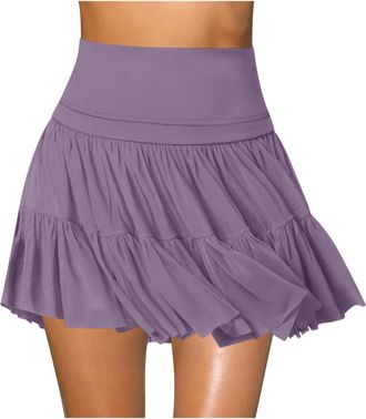 Generic Women Tennis Skirt Pleated High Waist Mini Skirts for Women Ladies Summer Sports Exercise Athletic Skirt with Shorts Stretchy Casual Skater Short Skir