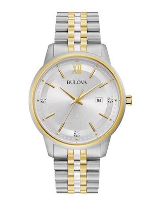 Bulova Diamond Accent Quartz Silver Dial Mens Watch 98D161