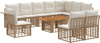vidaXL Conjunto De Sof&aacute;s De Jard&iacute;n 11 Uds. Natural Y Crema Vidaxl