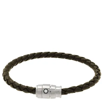 Montblanc Khaki Woven Leather Bracelet, Size 63