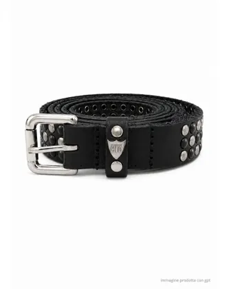 HTC Black 3000 Studs Silver Buckle Belt