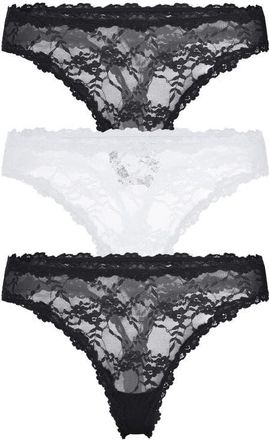 Honeydew Intimates Maria 3-Pack Thongs in Black/Ivory/Black at Nordstrom, Size X-Large
