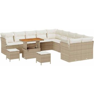 vidaXL Vidaxl - Conjunto De Sof&aacute; De Jard&iacute;n 13 Pcs Beige Y Crema 90 X 55 X 71 Cm