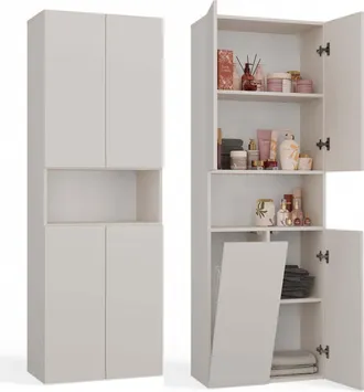OEM Glaze - Mobile Da Bagno Con Cestino - Stile Moderno - 174x60x30 Cm - Colonna Bagno