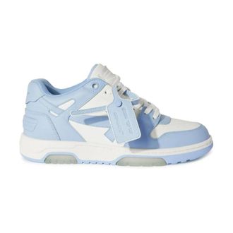 Off-white Schoenen, Heren, Blauw, 45 EU, Blauwe Leren Sneakers met Pijlen Motief
