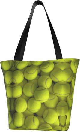 AOOEDM Tennis Balls Reusable Tote Bag Women Casual Handbag Shoulder Bags for Shopping Groceries Travel Outdoors