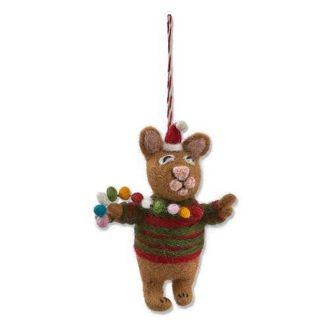 Tag Multicolor Pompom Cat Ornament for Christmas Tree Decoration in Multicolored at Nordstrom