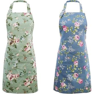 OEM Delantales De Cocina De 2 Piezas Para Mujer, Delantales Florales Para Cocinar, Hornear Y Jardiner&iacute;a, Delantal De Chef Vintage - Lindo Regalo De Navida