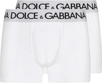 Dolce & Gabbana Logo Print Katoenen Boxers Set - Heren - Onderbroek - Wit - XL - Katoen - Ondergoed