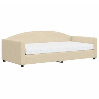 vidaXL Sof&aacute; Cama Con Colch&oacute;n Tela Crema 100x200 Cm Vidaxl