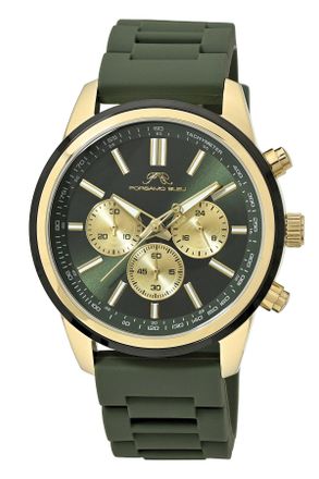 Porsamo Bleu Logan Chronograph Silicon Gold Tone & Green Mens Watch 1451ELOR
