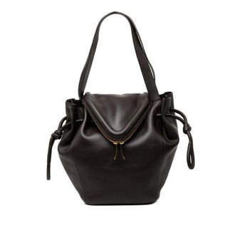 Bottega Veneta Dark Brown Leather Shoulder Bag Tote Bag (Pre-Owned)