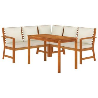 vidaXL Juego Comedor De Jard&iacute;n 4 Pzas Con Cojines Madera Maciza Acacia Vidaxl