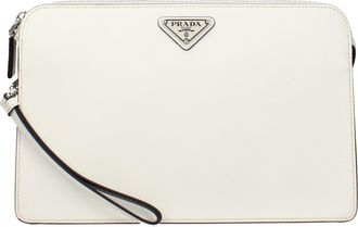 Prada Herrens Wei&szlig;e Lederpochette