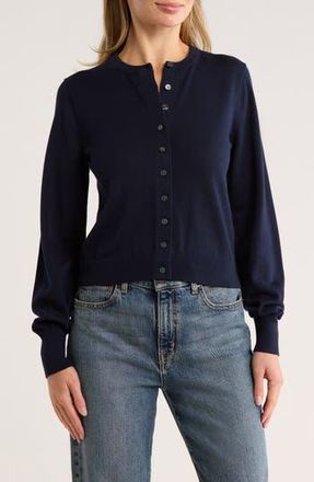 Madewell Cotton Crewneck Cardigan in Midnight Navy at Nordstrom Rack, Size Xx-Small