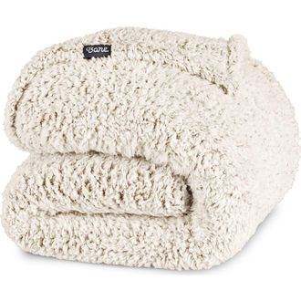 Bare Home Tipped Faux Shearling Throw Blanket in Oyster at Nordstrom