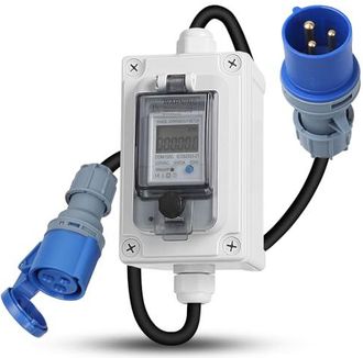 OEM Medidor De Electricidad Digital M&oacute;vil Con Enchufe Cee 230v Ip67 Para Exteriores. Medidor De Potencia M&oacute;vil Kwh. Enchufe Con Led/reinicio. Enchufe Para