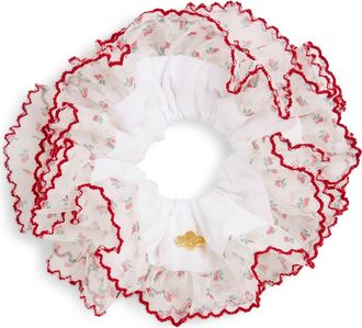 L. Erickson Cassia Floral Scrunchie in White/Red at Nordstrom