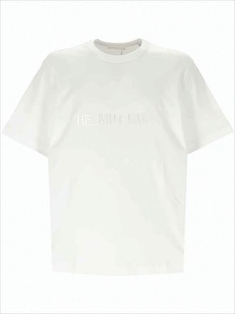 Helmut Lang Relaxed-Fit White Cotton Tee With Embossed Lettering