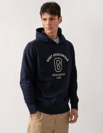 GANT Mens GANT Mens Graphic Sweat Hoodie - Navy - Size: 44