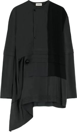 Christophe Lemaire pleated asymmetrical blouse - Grey