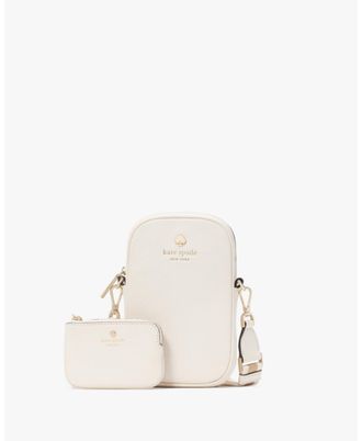 Kate Spade New York Womens Emma Pebbled Leather North South Phone Crossbody - White - One Size