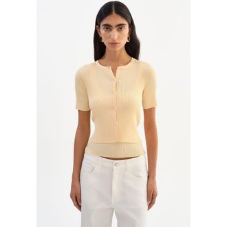 LaMarque Maeva | Shimmery Rib Knit Cropped Cardigan in Yellow at Nordstrom, Size X-Small