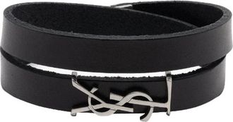 Saint Laurent Opyum Dubbelomslag Armband - Dames - Accessoires - Zwart - Maat: M Leer