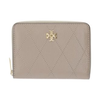 Tory Burch Accessoires, Dames, Beige, ONE Size, Leer, Charlie Quilted Zip-Around Portemonnee