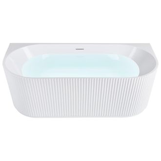 Beliani Ba&ntilde;era Independiente Moderna 170 X 80 Cm Acabado Acr&iacute;lico Estriado Ba&ntilde;o Mate Blanco Gocta