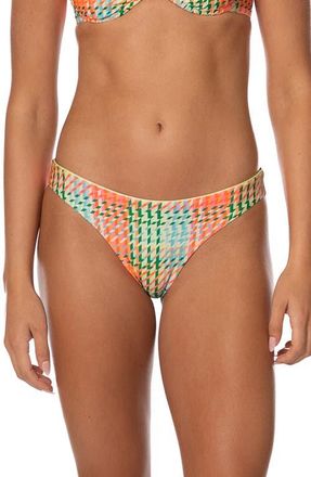 Maaji Dreamy Grid Iconic Reversible Bikini Bottoms in Open Green at Nordstrom, Size X-Small