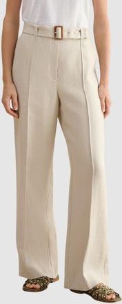 Hobbs London Zainah High Waisted Wide Leg Trousers in Neutral at Nordstrom, Size 12