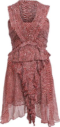 Isabel Marant Macy Printed Mini Dress in Red Silk