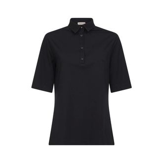 Blanca Vita Polo Shirts, female, Black, Size: XS Collar-Placket Polo Shirt