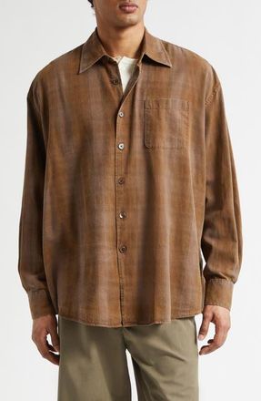 Our Legacy Borrowed Check Cotton Flannel Button-Up Shirt in Dakota Flannel Check at Nordstrom, Size 40 Us