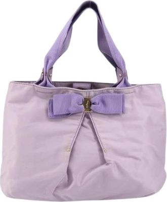 Ferragamo Pre-owned Nylon Tote Bag - Dames - Vintage Shopper - Paars - ONE Size - Nylon - Vintage