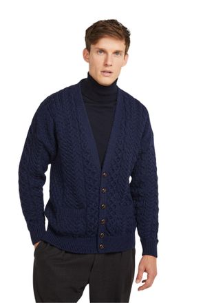 Irischer Cardigan Aus Merinowolle - Aran Strickjacke Für Herren Mit Holzknöpfen