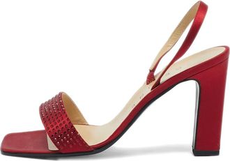 Celine Sandali con tacco e strass - Rosso