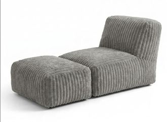 Urban Meuble M&eacute;ridienne capiton&eacute; flanela gris claro chaise longue