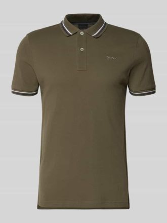 Geox Slim Fit Poloshirt mit Kontraststreifen in Oliv, Gr&ouml;&szlig;e XXXL