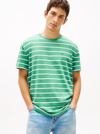 Tommy Jeans T-Shirt TOMMY JEANS TJM REGULAR STRIPE, Herren, Gr. 4XL, bahama gr&uuml;n stripe, Single Jersey, Obermaterial: 100% Baumwolle, gestreift, regular fit norma