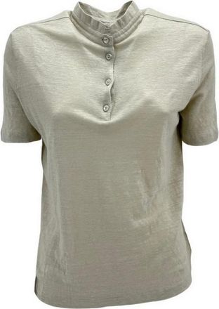 La Fileria Linnen Poloshirt - Dames - T-shirts - Beige - XL - Linnen - Tops