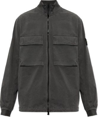 Stone Island Jas met opstaande kraag - Heren - Zomerjassen - Grijs - XL - Katoen - Jassen